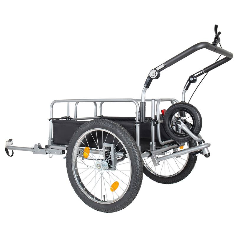 3-in-1 Heavy-Duty Bike Cargo Trailer, Upgraded 20" Wide Fat Tires, 150lbs Capacity, Steel Frame, Convertible Stroller Pull Cart