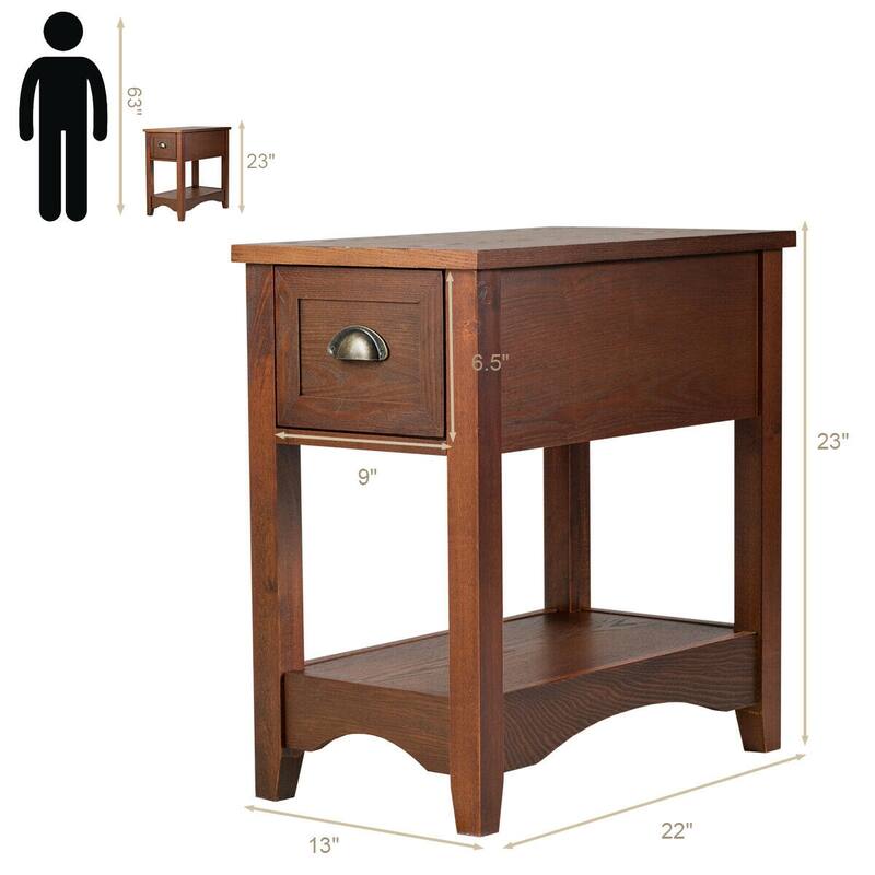 Gymax Contemporary Chair Side End Table Compact Table w/ Drawer
