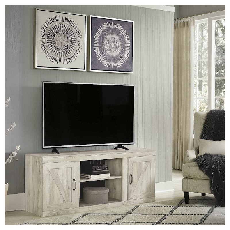 Signature Design by Ashley Wynnlow Weathered Woodgrain 60-inch TV Stand - 60"W x 16"D x 25"H - Ivory