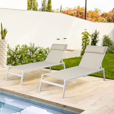 Outdoor Chaise Lounge Adjustable Patio Reclining Lounger Chair