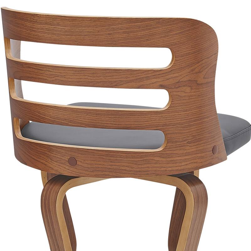 Verne Walnut or Black Wood Upholstered Bar Height Swivel Barstool