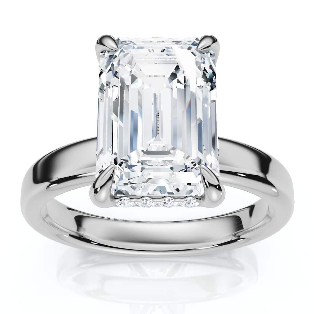 Bliss Diamond Certified 2.60Ct Emerald Cut Hidden Halo Diamond Engagement Ring Gold Lab Grown