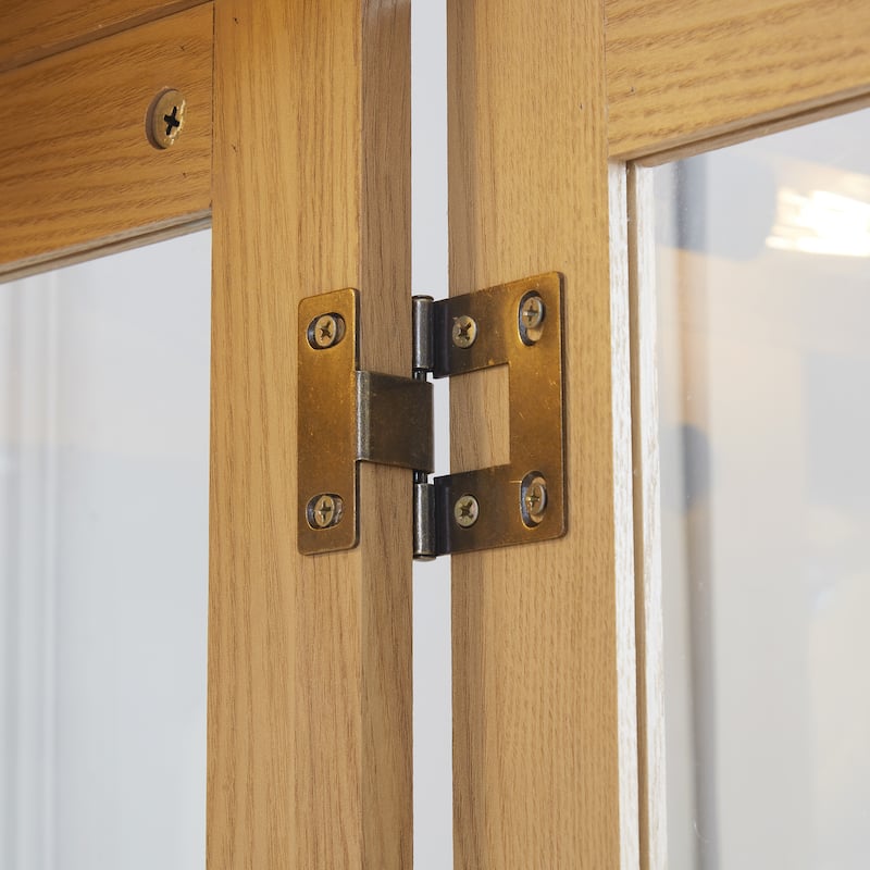 Lighted Glass Curio Display Cabinet,Glass Storage Cabinet Wood Frame Toy Display, Pantry light bulb included
