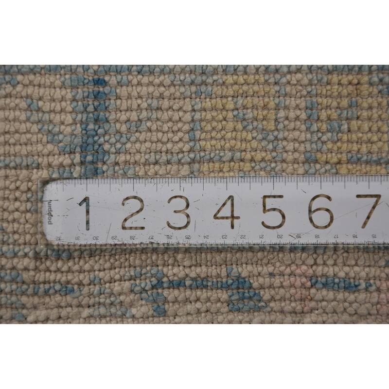 Hand Knotted Oriental 100% Wool Carpet Transitional Geometric Navy Blue & Blues Oushak Runner Rug - 17' 2'' X 3' 2''