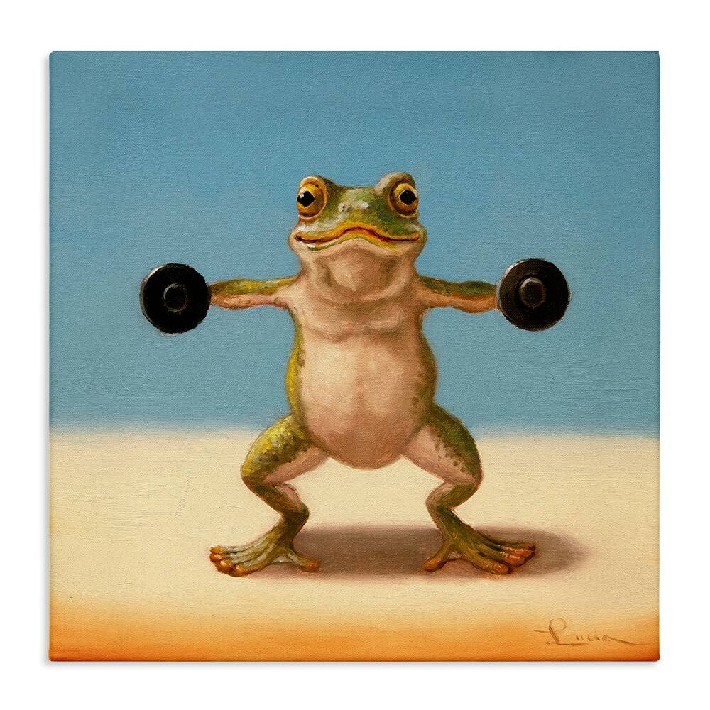 Stupell Exercise Weights Frog Canvas Wall Art Design By Lucia Heffernan