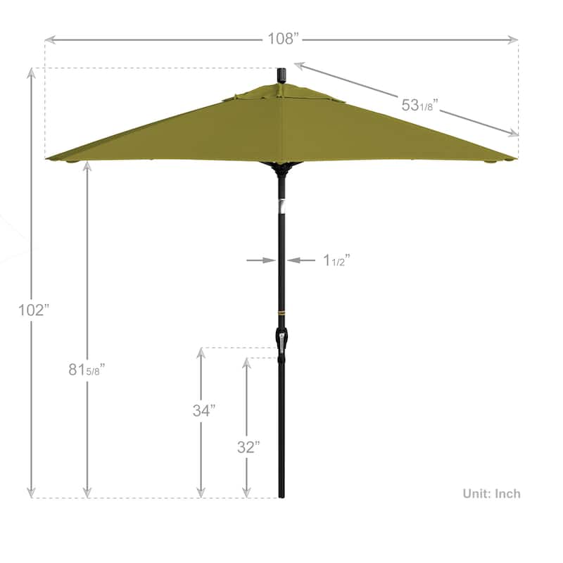 California Umbrella 9-foot Round Crank Lift, Push ButtonTilt, Black Frame Finish, Aluminum Patio Umbrella with Sunbrella Fabric