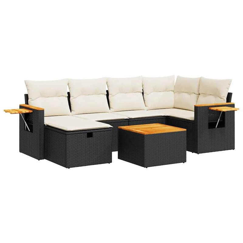 vidaXL Patio Sofa Set with Cushions Outdoor Conversation Furniture Poly Rattan