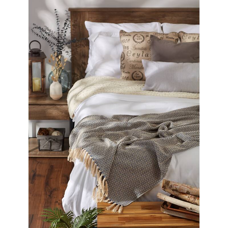 Stone Handloom Chevron Throw