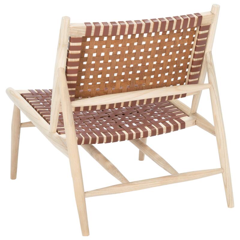 SAFAVIEH Soleil Rosina Leather Woven Accent Chair - 26" W x 31.5" L x 30.7" H - 26Wx31Dx31H