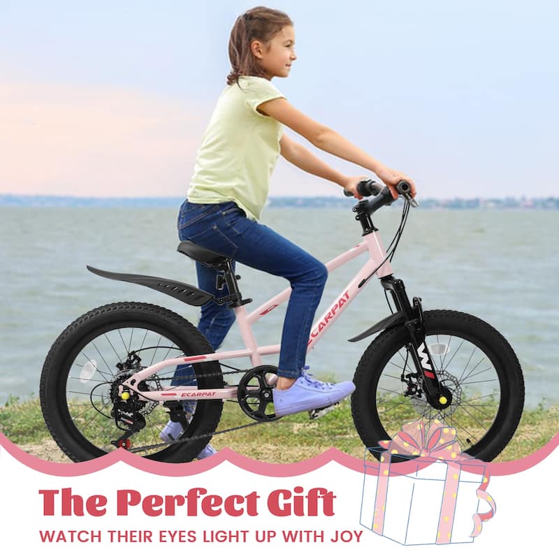 20 Inch Kids Mountain Bike with Front Suspension, 7-Speed, Steel Frame, Boys & Girls Ages 6-12