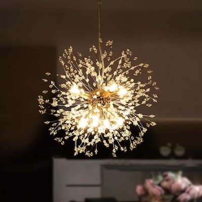 8-Light Modern Luxurious Sputnik Starburst Sphere Pendant Starburst Crystal Chandelier