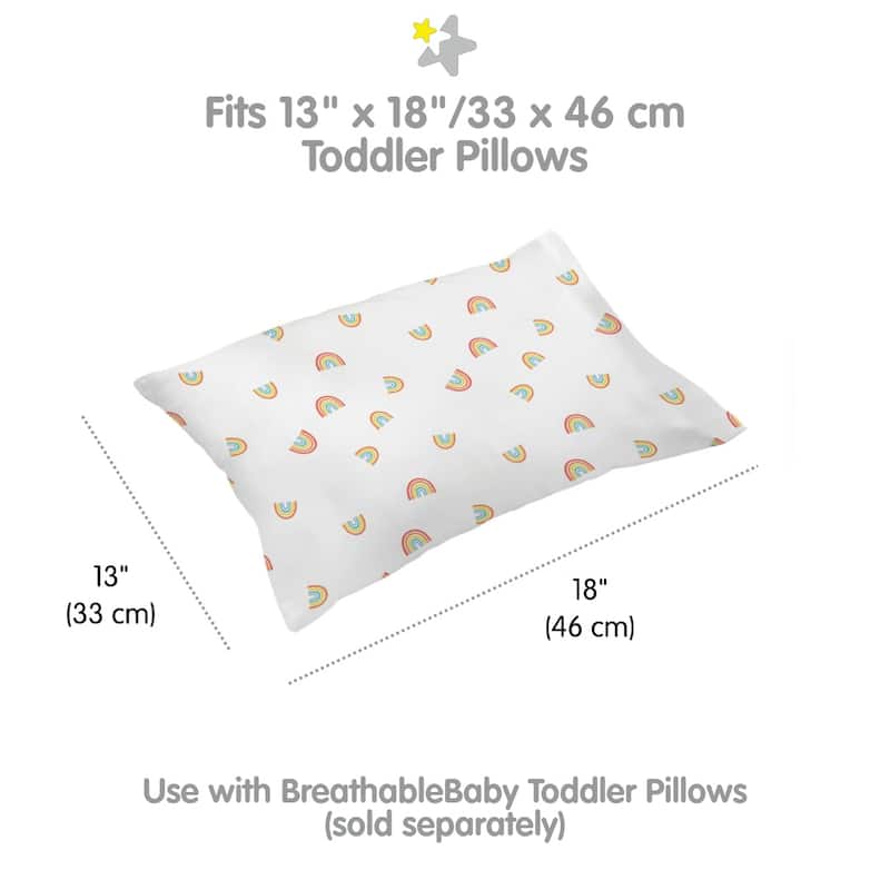 BreathableBaby Cotton Percale Pillowcase, For 13" x 18"/33 x 46 cm Toddler Pillow, Prints (2-Pack)