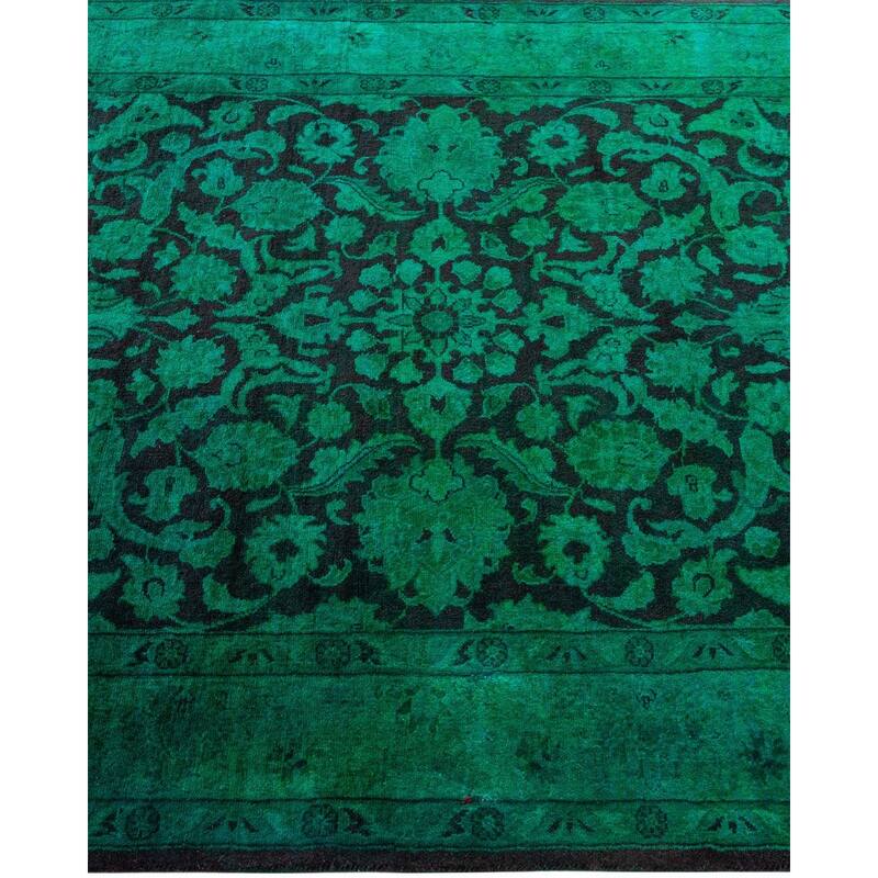 Overton Hand Knotted Wool Vintage Inspired Modern Contemporary Overdyed Green Area Rug - 3' 1" x 5' 5"