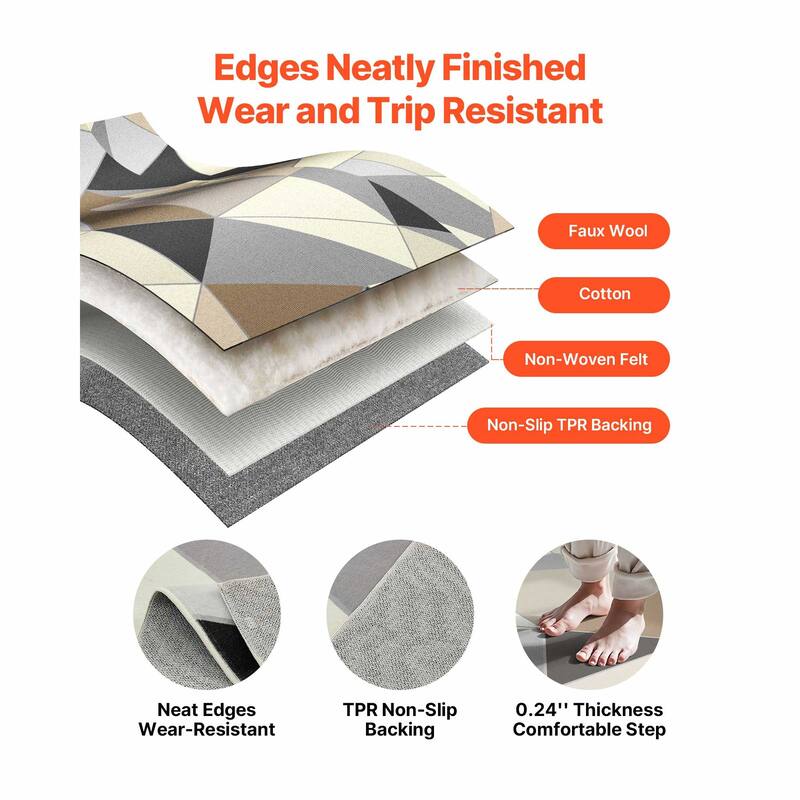 Anti-Skid Tear-Resistant Floor Mat Modern Large Area Rug - 6' x 7'