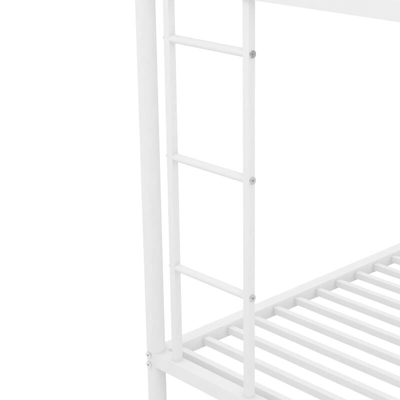Twin over Full Bunk Bed with Trundle, Two-Side Ladders, White