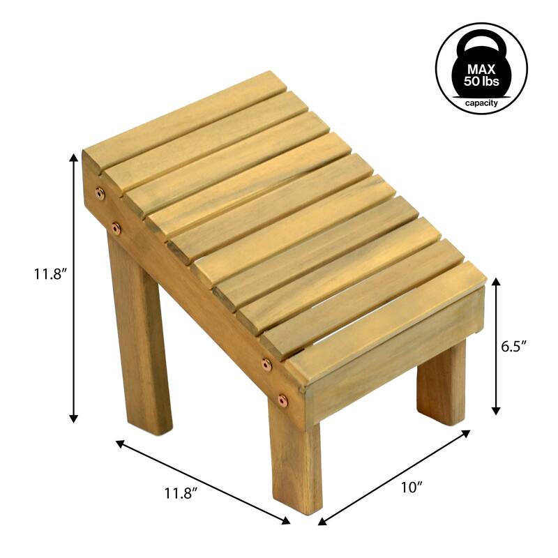 Saru 11.8" Traditional Classic Solid Acacia Wood Shower Shaving Foot Stool, By JONATHAN Y