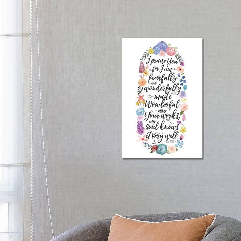 iCanvas "Floral Bible Verse Panel II" by Noonday Design Canvas Print - 26x18x1.5
