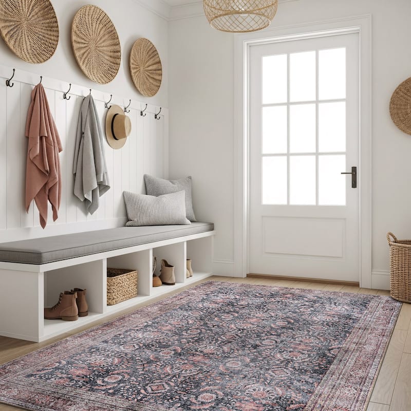 World Rug Gallery Vintage Inspired Machine Washable Non Slip Area Rug