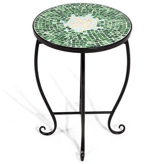 Costway Outdoor Indoor Accent Table Plant Stand Scheme Garden Steel - 14'' X 14'' X 21''