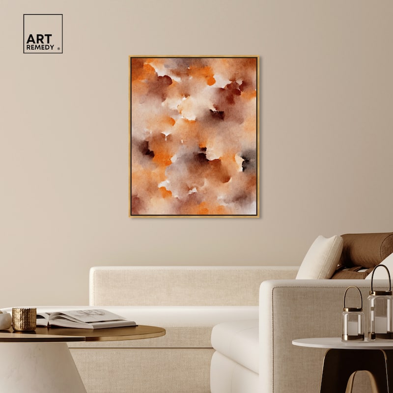 Art Remedy Dried Peach In Caramel Syrup Framed Watercolor Boho Abstracts