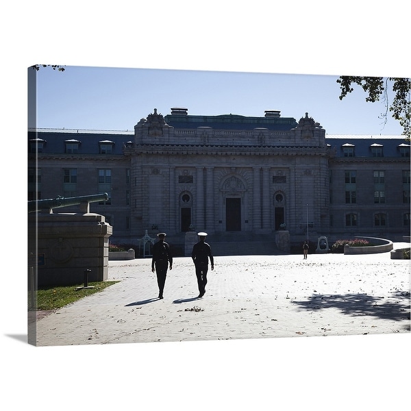 "Naval cadets walking in front of a building, Tecumseh Court, US Naval Academy" Canvas Wall Art