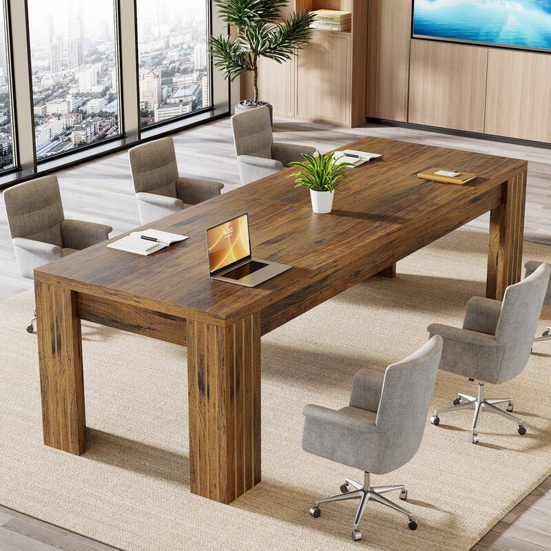 78.74 Inch Rectangular Conference Room Table for 6-8 People - 78.74" W x 27.56" D x 29.53" H - Dark Brown