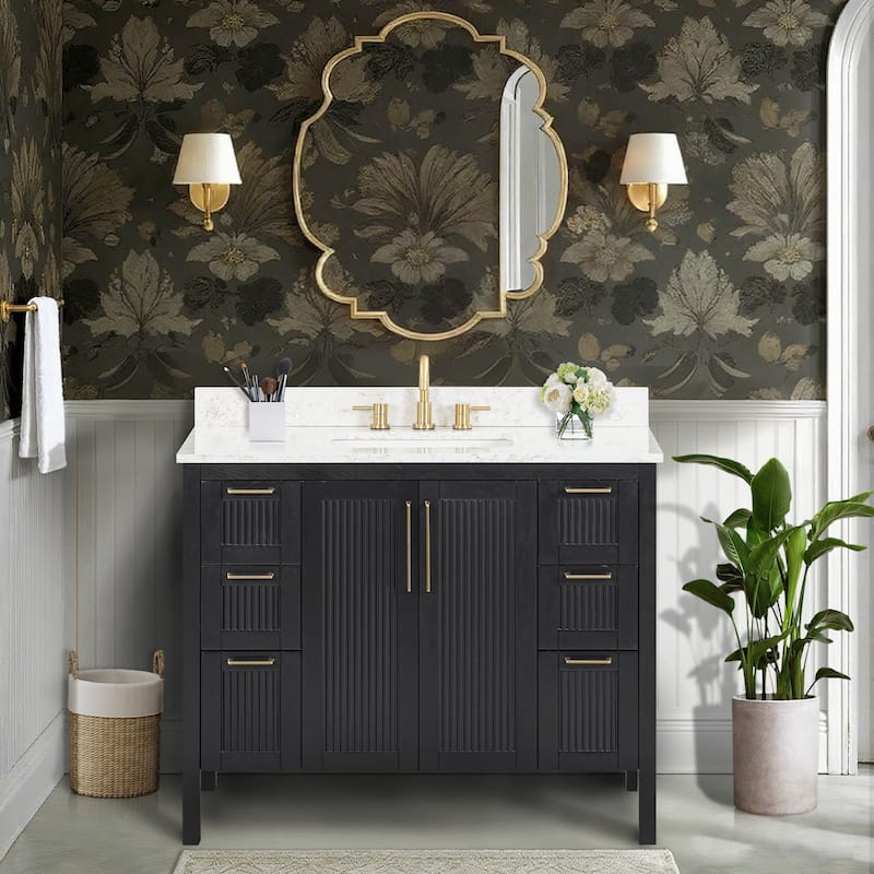 Luka Bathroom Vanity Only in Black Oak