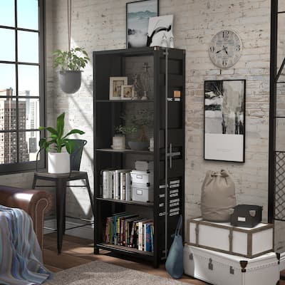 Carnsile Contemporary Open Back 4-Shelf Bookcase by Furniture of America