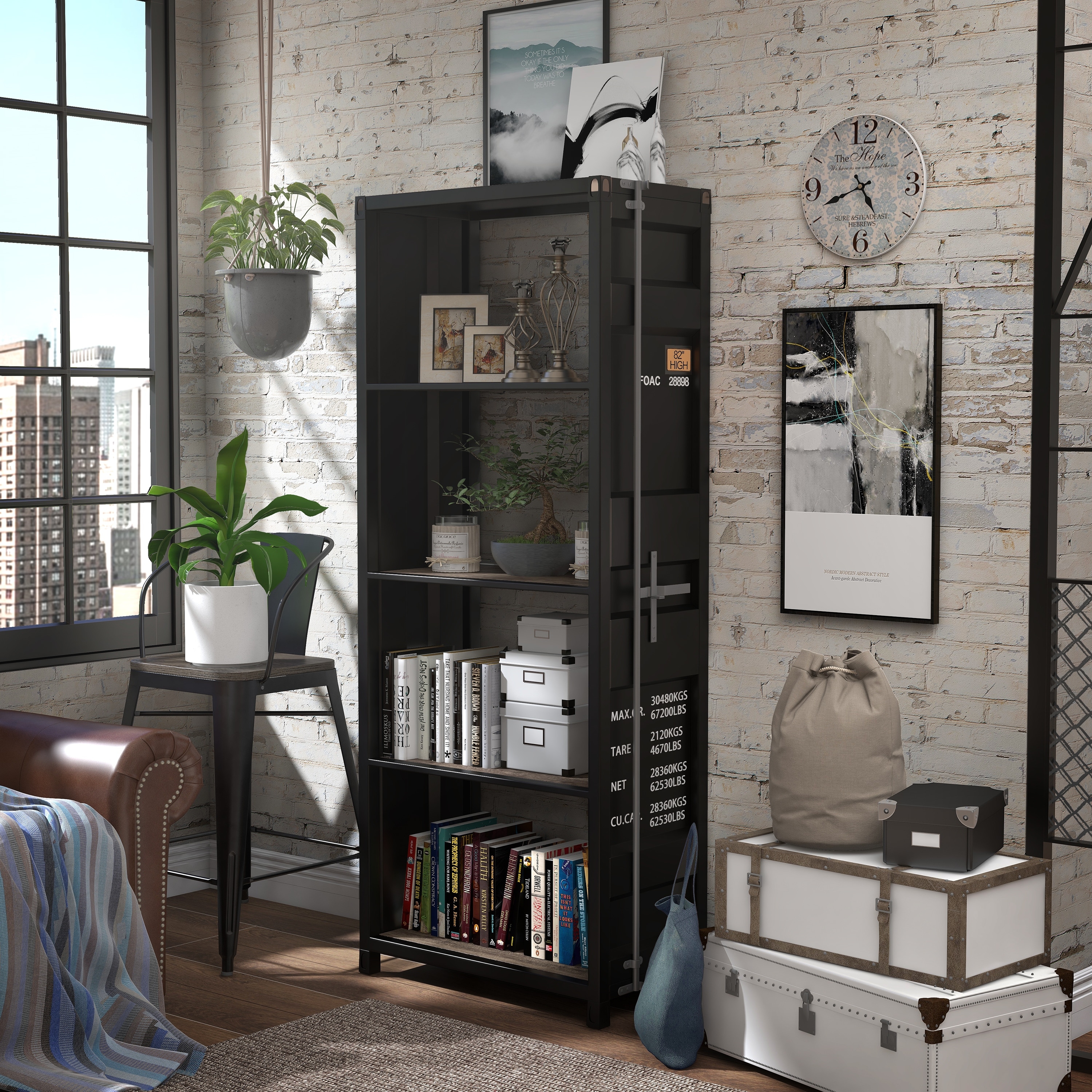Furniture of America Carnsile Contemporary Open Back 4-Shelf Bookcase