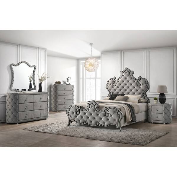 grey upholstered dresser Isabella Grey Upholstered Dresser w/ LED