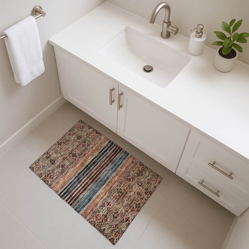 Premium Washable Super Soft Boho Stripes Mayfield Rug - Taupe - 1'8" x 2'6"