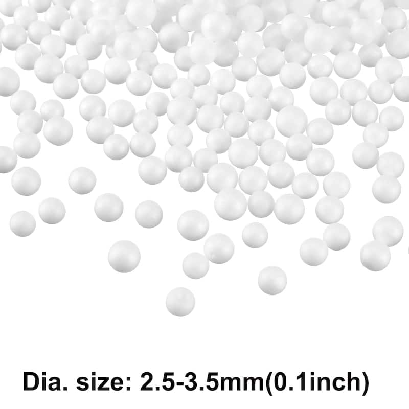 1 Pack 0.1" White Polystyrene Foam Beads Ball for DIY Crafts, Fillings