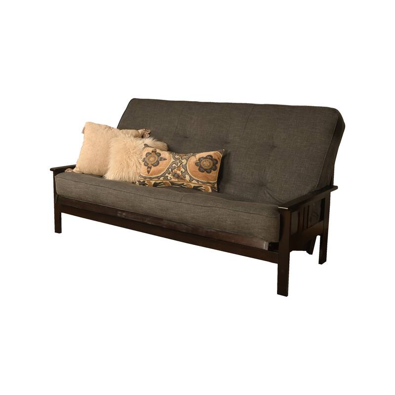Somette Monterey Queen-size Futon Set in Espresso Finish with Linen Mattress - Linen Charcoal