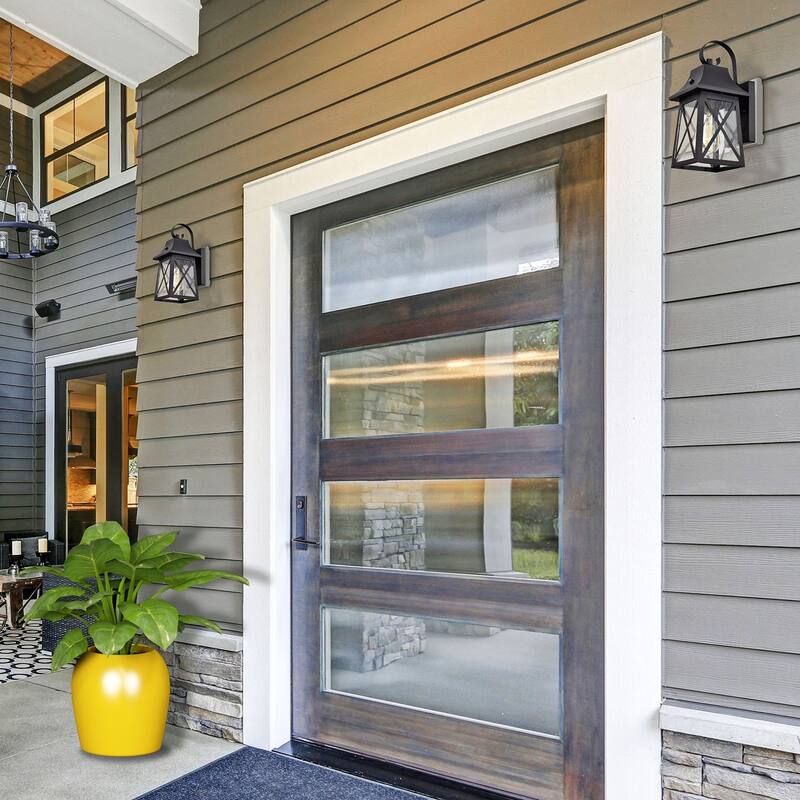 Dusk to Dawn Outdoor Wall Sconce - 2 Pack Farmhouse in Matte Black Finish - 13*6*7