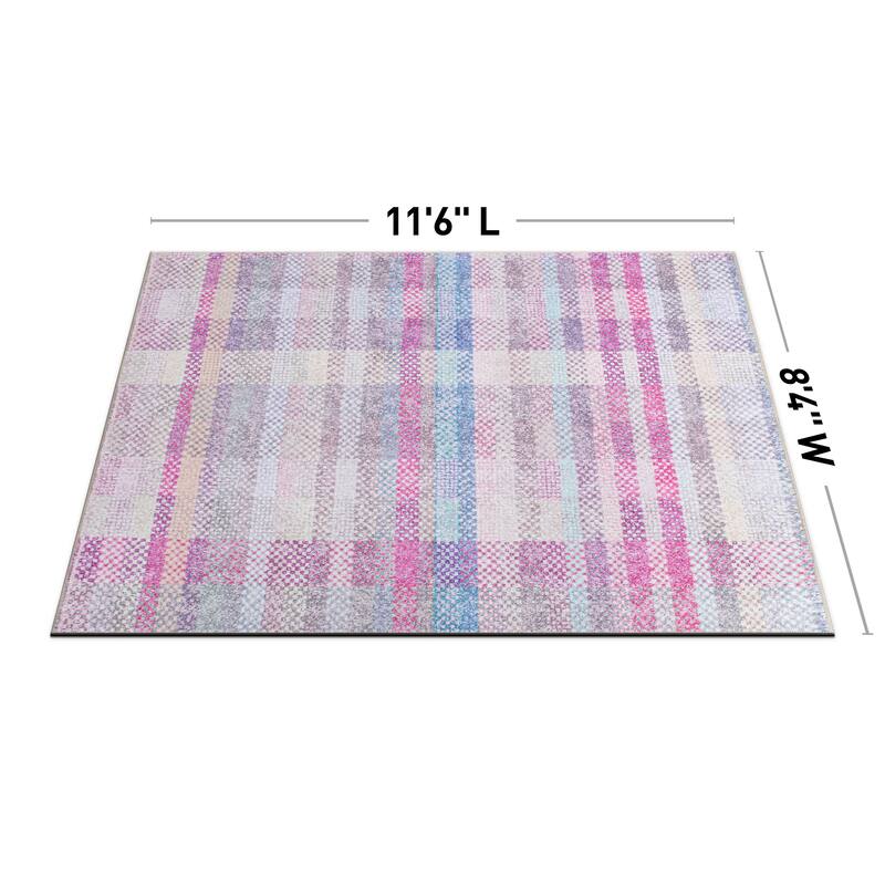 Contemporary Plaid Machine Washable Area Rug