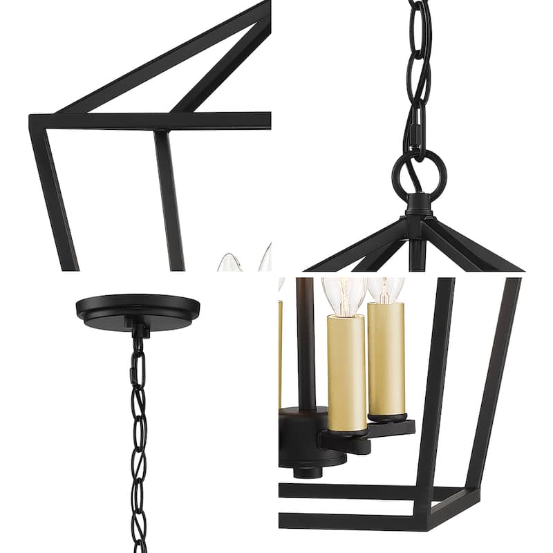 4-light Modern Farmhouse Chandelier Lantern Pendant for Kitchen Island - 12 inches