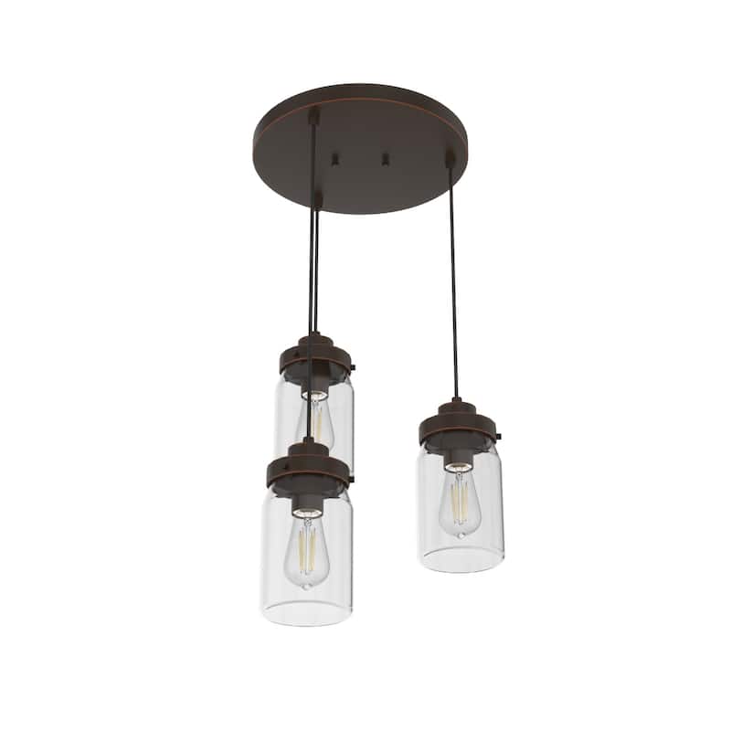 Hunter Devon Park 3-Light Round Cluster Pendant - Kitchen Island, Dining Room, Entry - Farmhouse, Rustic