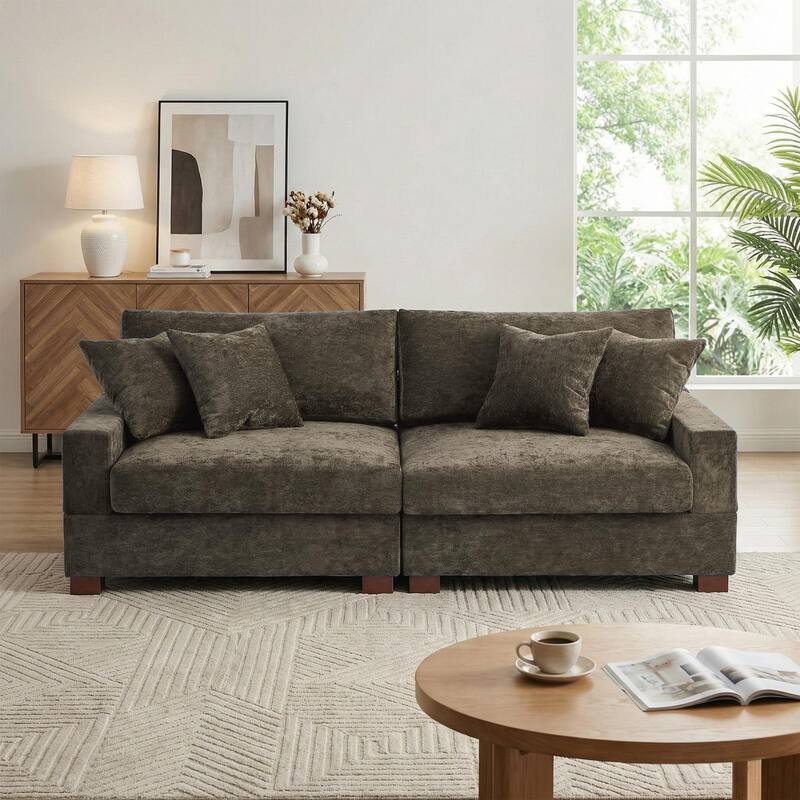 Modern Upholstered Chenille Modular Sectional Sofa with Pillow