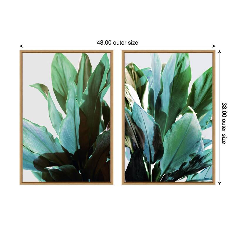Amanti Art Green Leaves No. 1 & 2 2 Piece by Gemma Bardot Framed Canvas Wall Art