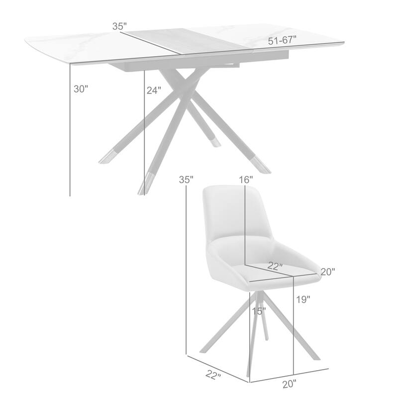 Alora Maverick Extendable 7 Piece Dining Set with Swivel Chairs