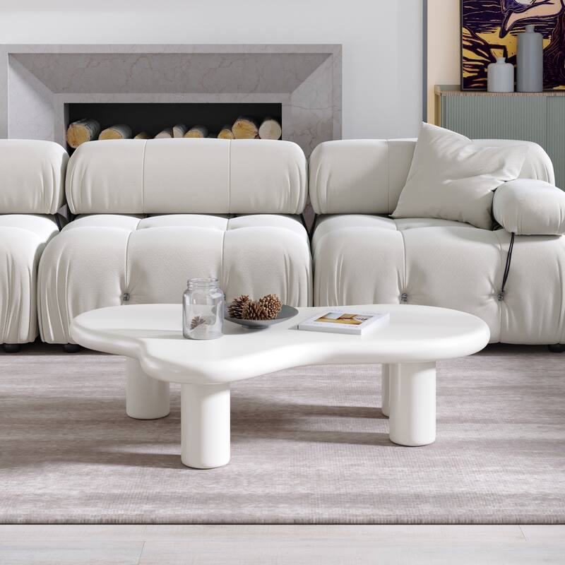 Cloud Coffee Table, Irregular Modern Coffee Table Decor with 4 Legs