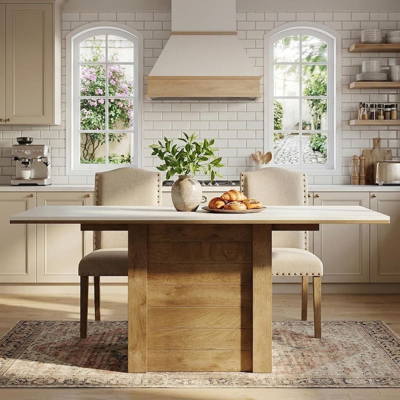 55" Rectangular Dining Table for 4 to 6 People, Kitchen Table for Dining Room & Living Room