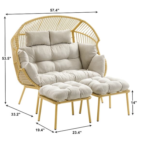 dimension image slide 2 of 6, Gymojoy Double Wicker Egg Chair Outdoor Oversized Egg Chair