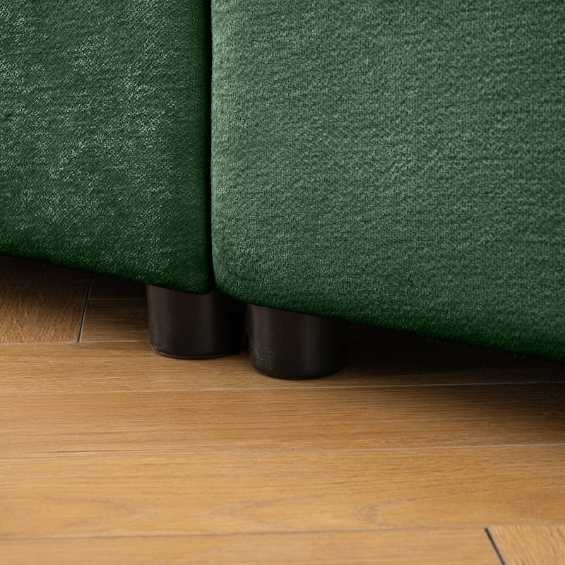 75.5" 2-Seater Chenille Sofa with 2 Ottoman Storage Seats, Cylindrical Backrest and Modular Design