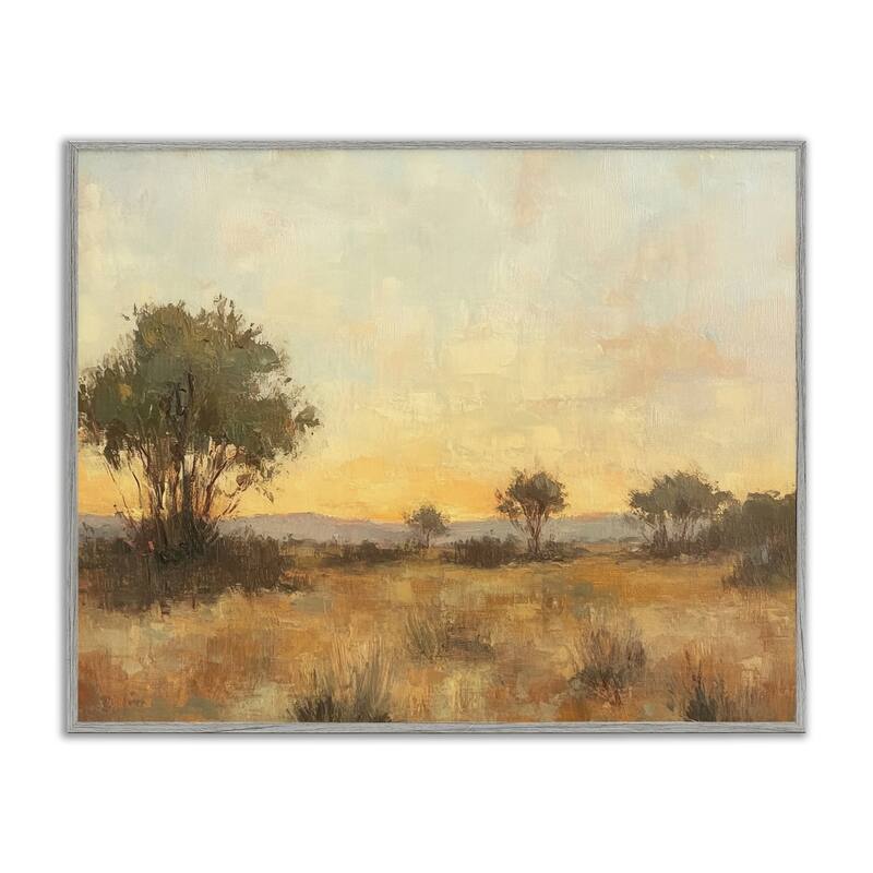 Stupell Honey Hued Horizon Framed Giclee Art Design By Petal Prints Design - 30 x 24 - Grey