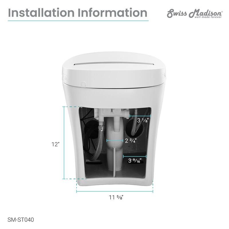 Hugo Smart Tankless Elongated Toilet, Touchless Vortex Dual-Flush 1.1/1.6 gpf - White