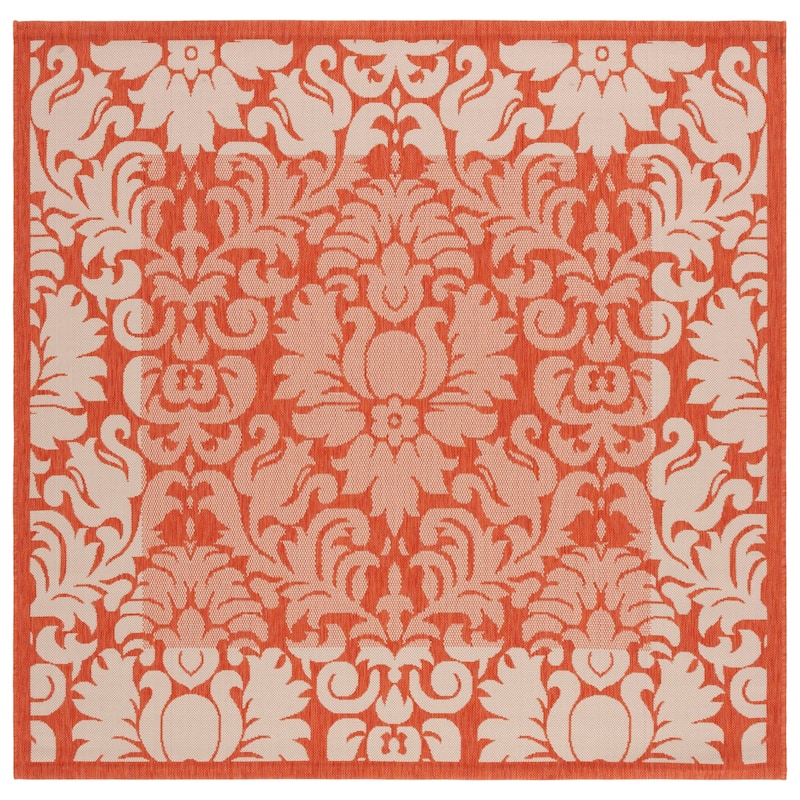 SAFAVIEH Courtyard Peggie Indoor/ Outdoor Patio Backyard Rug - 6'7" Square - Terracotta/Natural