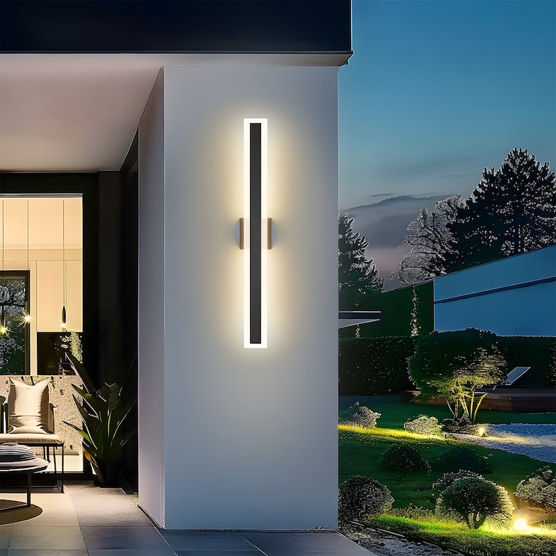Outdoor Linear Integrated LED Wall Sconce Light Fixture with Bracket