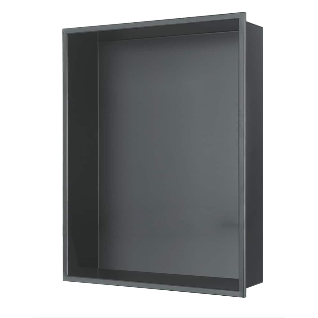 12-in x 16-in Ultra-thin Frame Recessed Stainless Steel Shower Niche Gun Metal Black