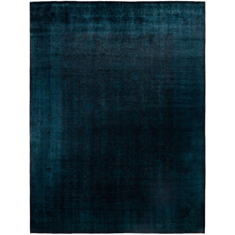 Overdyed One-of-a-Kind Hand-Knotted Area Rug - Blue - 9' 2" x 12' 1"